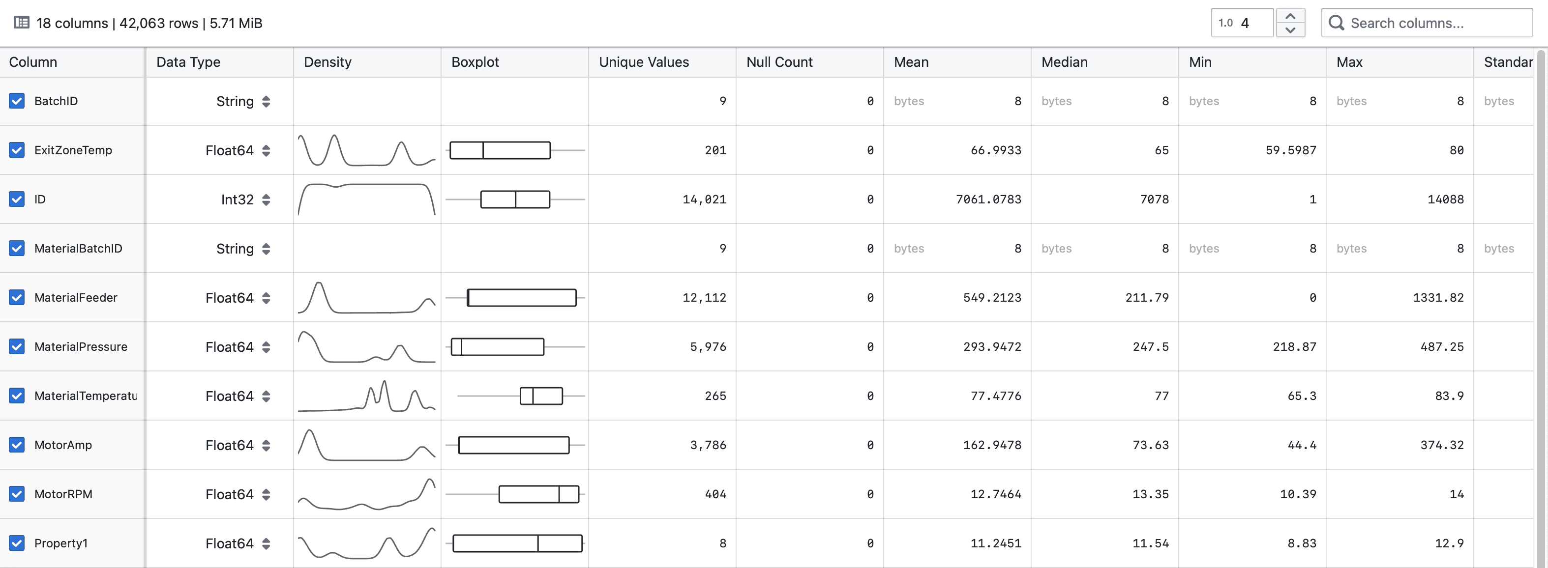 Statistics Screenshot