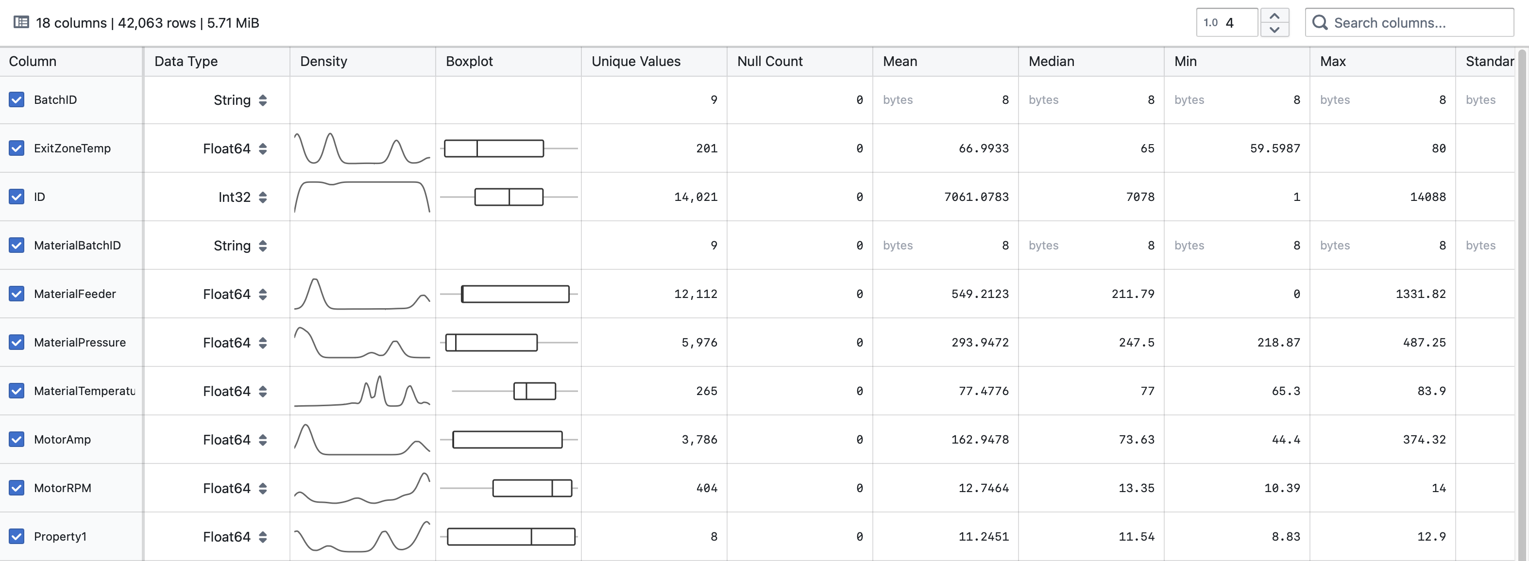 Statistics Screenshot